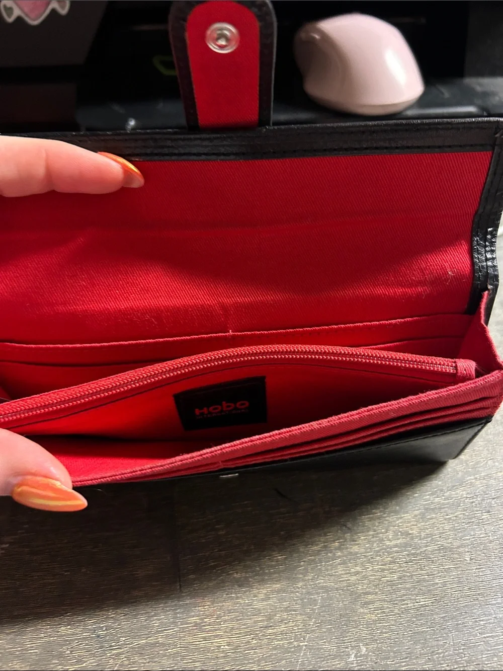 HOBO Classic Black Leather Snap Wallet
